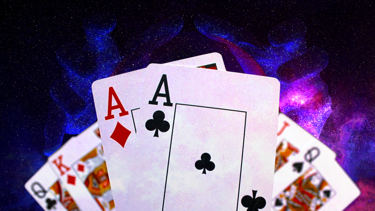 Poker Face Cards Dengan Background Ruang Nyata