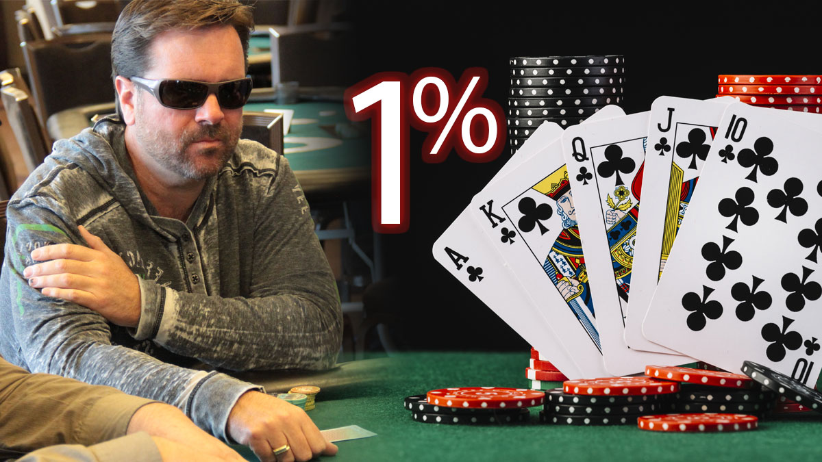 Pemain Poker Pro Di sebelah 1% Teks dan Kartu dan Keripik Poker
