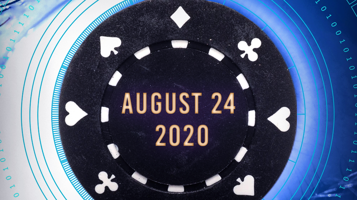 24 Agustus 2020 Teks Di Chip Poker Hitam Dengan Latar Belakang Dunia Maya