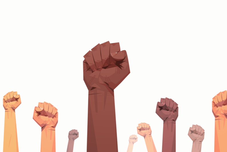 Drawing of raised fists